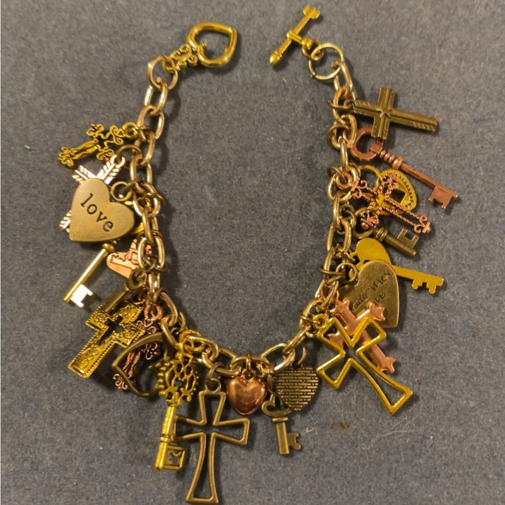 Gold and Bronze Charm Bracelet